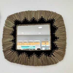 ESPEJO RAFIA RECTANGULAR CON NEGRO